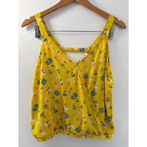Sienna‎ Sky Wrap Tank Top Camisole Size Small Yellow Floral Preppy Festival Boho